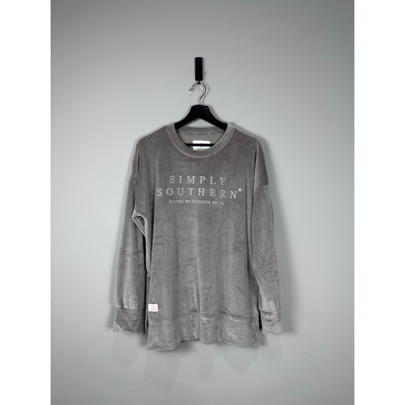 Women's Simply Southern Grey Velour Sweatshirt Large NWOT - Picture 1 of 7